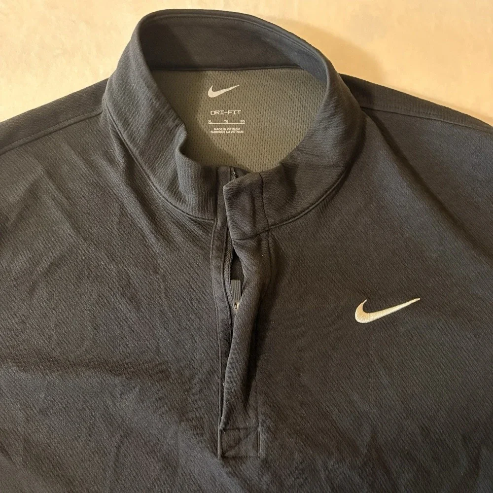 Nike Men's Quarter Zip Pullover 1/4 Zip Long Sleeve Black Dri-fit Size XL Golf
